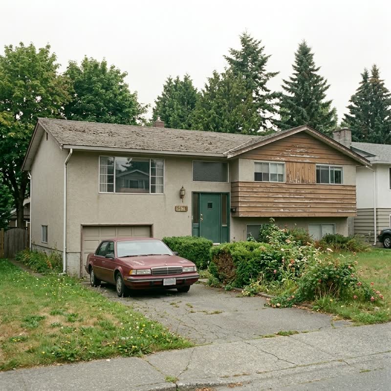 Before the glow-up: a split-level exterior past its prime