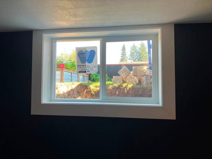 Finished egress window in the new basement bedroom