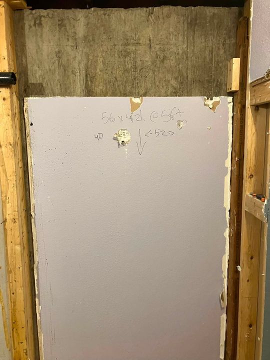 Opening framed and boarded from inside before the cut